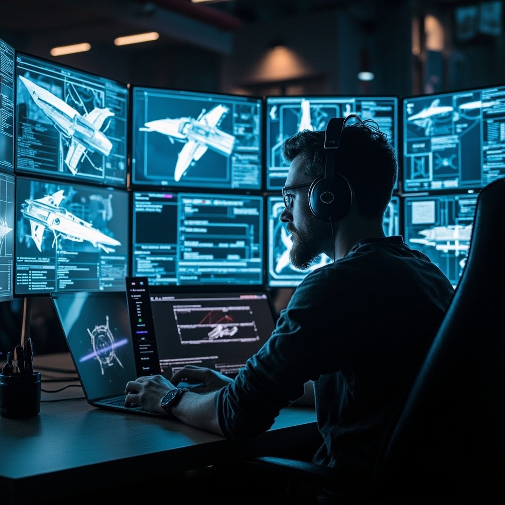 Controles de nave espacial futurista en Squadron 42