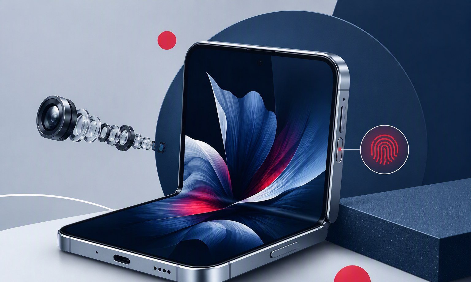 Concepto del iPhone Ultra, el primer iPhone plegable de Apple, abierto como un libro mostrando su pantalla interior