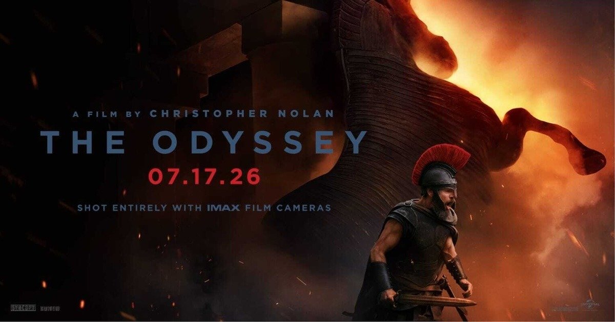 Arte oficial de La Odisea de Christopher Nolan, la pelicula mas taquillera de la historia de Universal Pictures