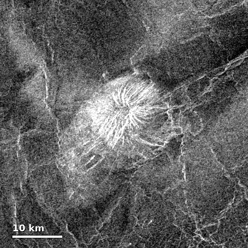 Detalle del mapa topográfico de Venus construido por Claude a partir del radar Magellan de la NASA y del mapa previo (Anthropic)