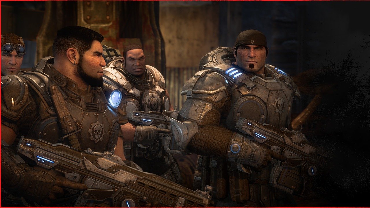 Marcus y Dominic avanzan armados en el arte oficial de Gears of War: E-Day para su estreno day one en Game Pass
