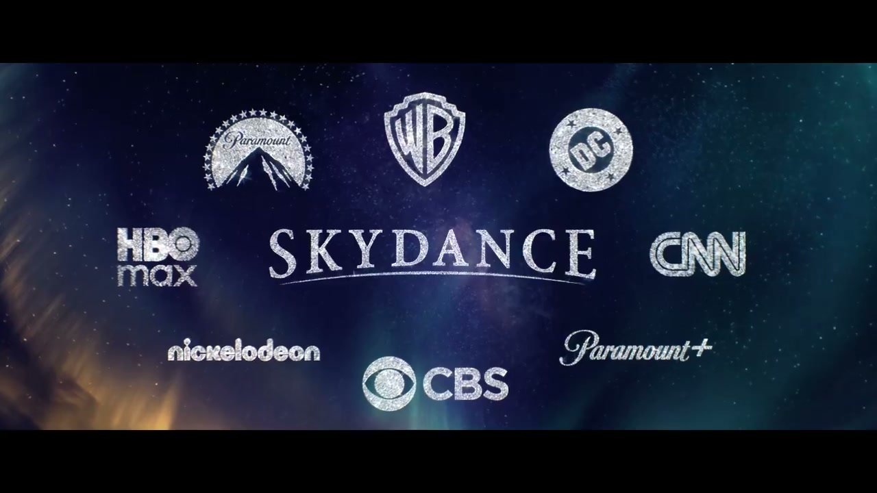Logotipo de Skydance junto a las marcas del grupo —Paramount, HBO Max, CBS— en el vídeo oficial de anuncio de la fusión
