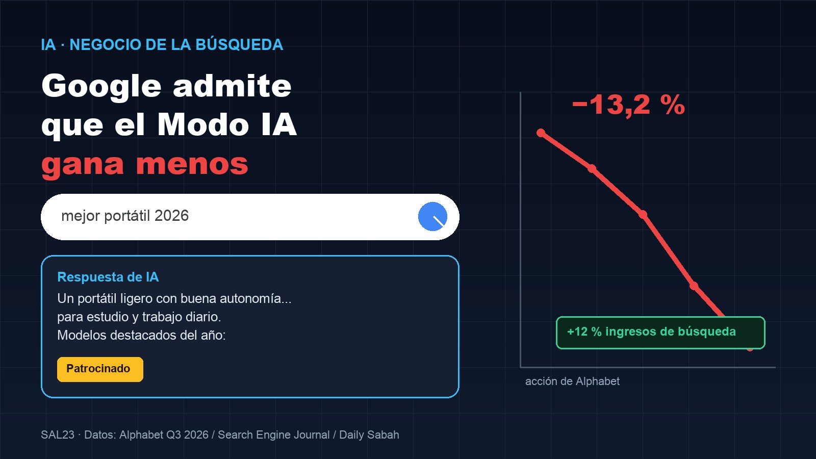 Google admite que el Modo IA gana menos que la búsqueda